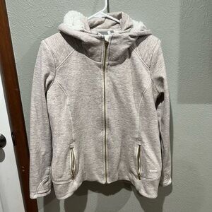 Athleta Cream Jacket With Sherpa Inside Very Thick Heavy and Warm With Hood EUC